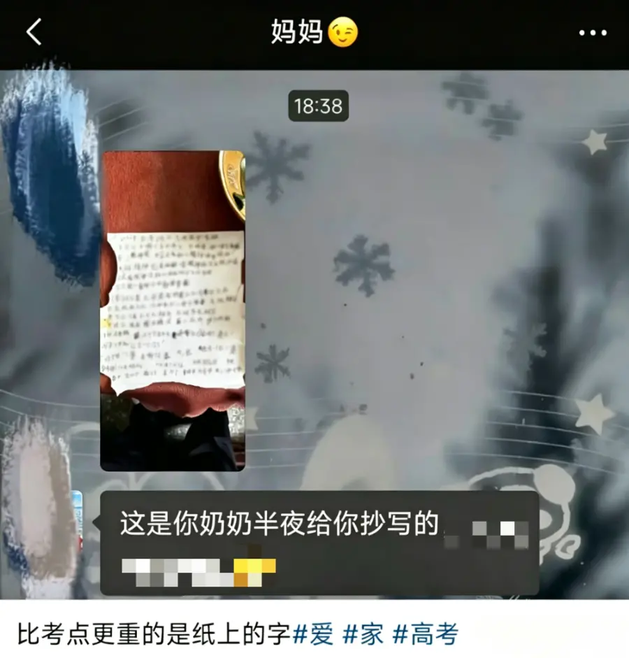 “这是奶奶半夜给你抄写的，说高考可能要考的……”