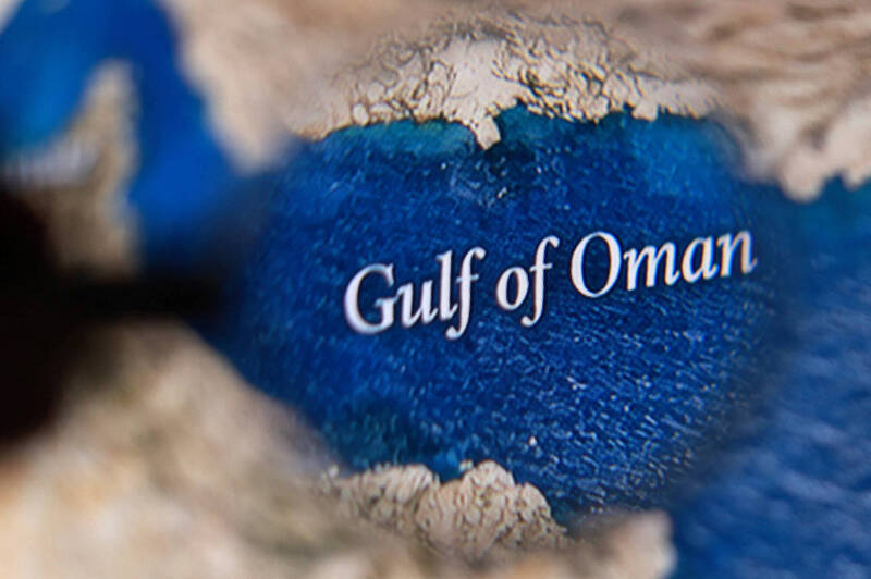 伊朗扣押在阿曼湾（Gulf of Oman）的油轮Ocean Koi。阿曼湾示意图。（路透档案照）