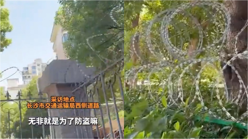 长沙城市街道现「刀片护栏」 市民忧心安全